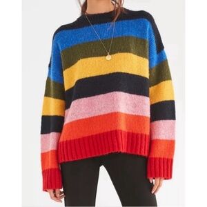 Urban Outfitters Women’s Sweater XS Multicolor Kari Rainbow Striped Oversized